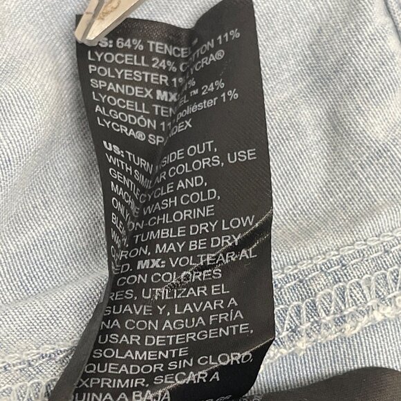 White House Black Market Denim Corset Style Button-Down Peplum Top Sz 14 - New - Picture 8 of 10